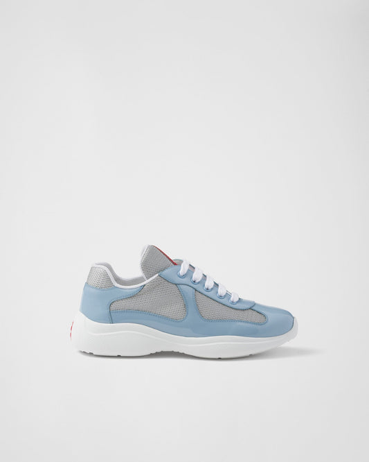Baskets Prada America’s Cup en tissu Bike bleu ciel